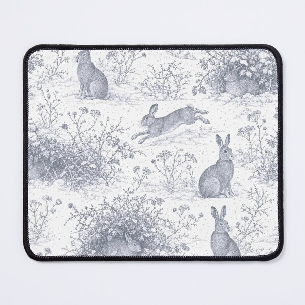Item preview, Winter Hare Toile Seamless Pattern | Frosted Woodland Toile Cool Grey designed and sold by StickyGuys.