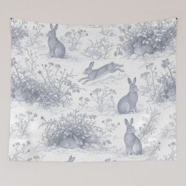 Item preview, Winter Hare Toile Seamless Pattern | Frosted Woodland Toile Cool Grey designed and sold by StickyGuys.