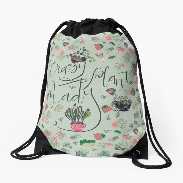 Crazy Plant Lady Pattern Drawstring Bag