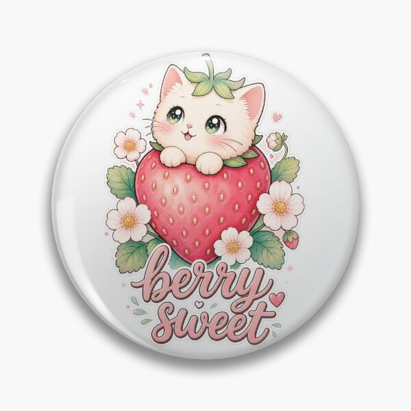 Item preview, Strawberry Peek Kitty designed and sold by Kitty-and-Cat.