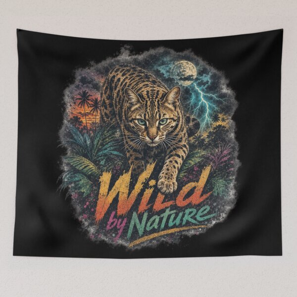 Item preview, Wild by Nature – Tropical Bengal cat with lightning bolt designed and sold by Bengoer18.