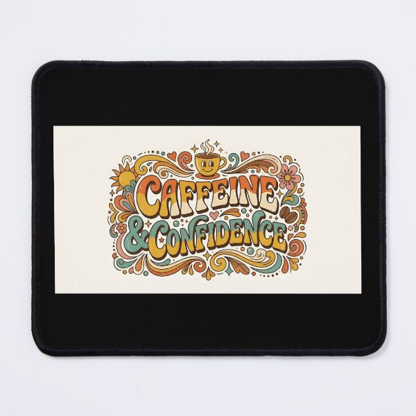 Item preview, Caffeine and Confidence Retro Groovy Coffee Lovers Design designed and sold by eihabo.
