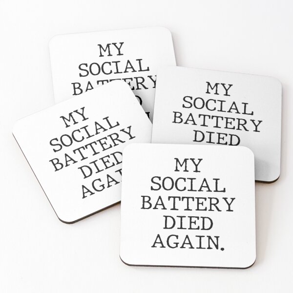 Item preview, Text Typography My social battery died again. Awkward Social Humor designed and sold by TypeboldStudio.