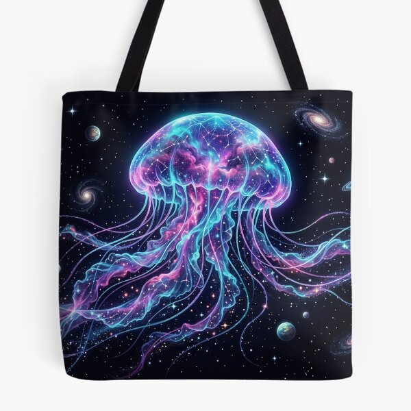 Item preview, Cosmic Jellyfish — Bioluminescent Nebula Creature Floating Through Galaxies | Space Art designed and sold by RoyArt0.