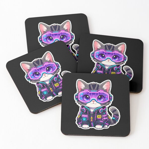 Item preview, Neon Goggles Cat Cute Futuristic Cyber Kitten Sticker designed and sold by crazyhome.