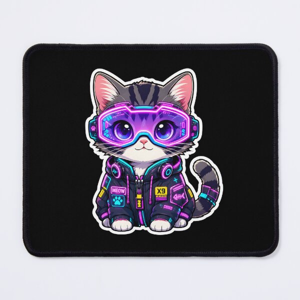 Item preview, Neon Goggles Cat Cute Futuristic Cyber Kitten Sticker designed and sold by crazyhome.