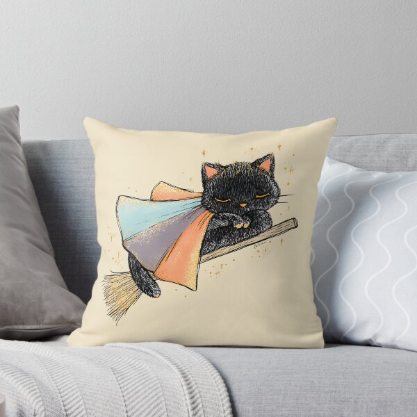 Item preview, Sleeping Black Cat Witch on Broom designed and sold by Sed94.