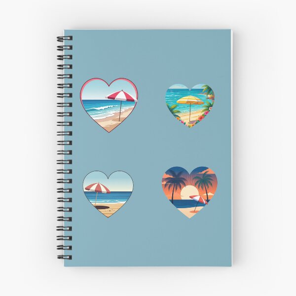 Item preview, Vintage Tropical Beach Love Hearts with Striped Beach Umbrella designed and sold by Beachy.
