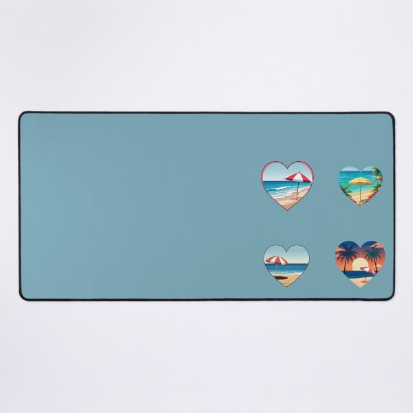Item preview, Vintage Tropical Beach Love Hearts with Striped Beach Umbrella designed and sold by Beachy.