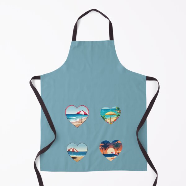 Item preview, Vintage Tropical Beach Love Hearts with Striped Beach Umbrella designed and sold by Beachy.