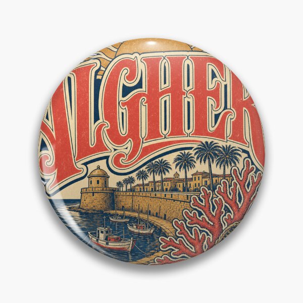 Item preview, Alghero Italy Vintage Hand Lettered Travel Emblem designed and sold by VisualArtsOasis.