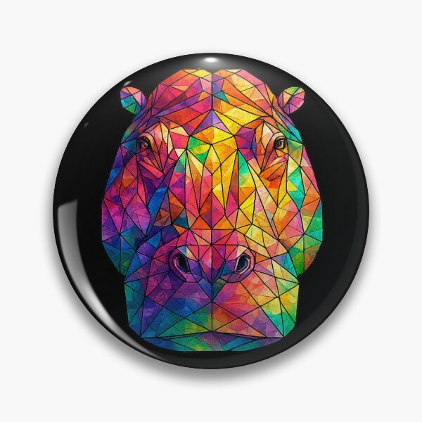 Item preview, Colorful Geometric Hippopotamus Watercolor Art | Rainbow Hippo Polygon Animal Illustration | Modern Wildlife Wall Art Gift designed and sold by Geometric Art..