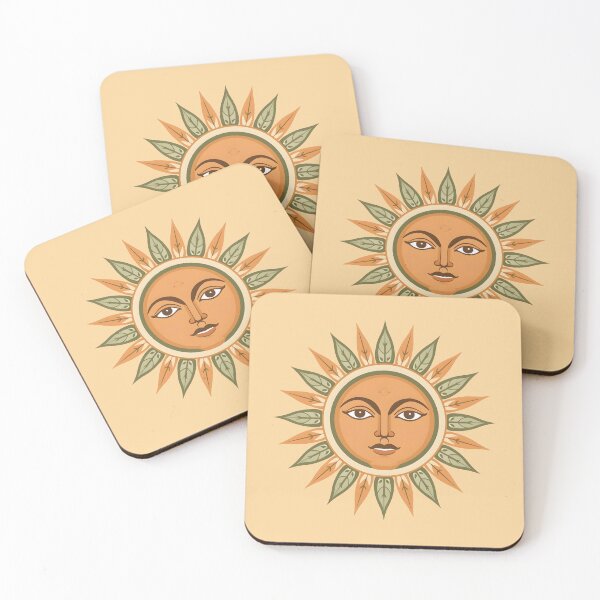 Item preview, Boho Celestial Sun Face Terracotta Sage Green Vector Art designed and sold by crazyhome.