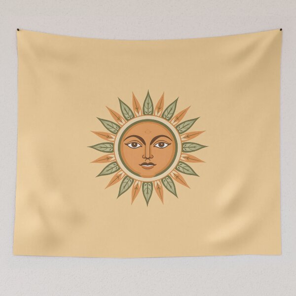 Item preview, Boho Celestial Sun Face Terracotta Sage Green Vector Art designed and sold by crazyhome.