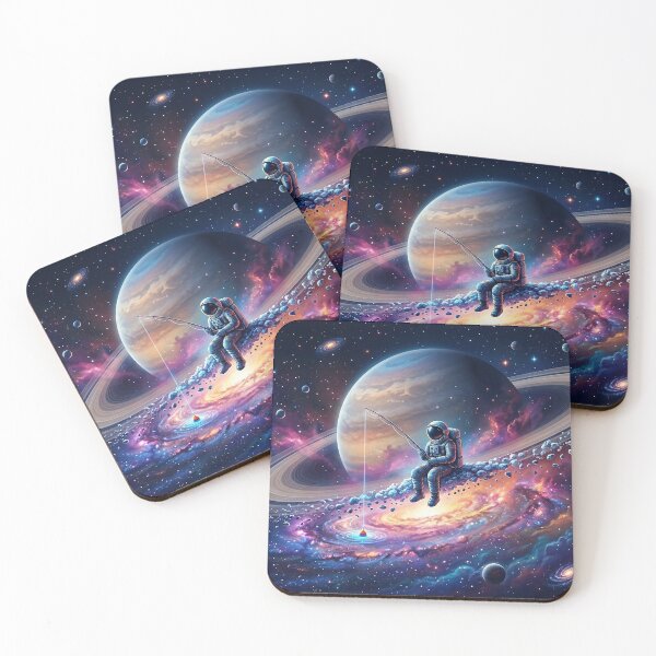 Item preview, Astronaut Fishing in Space — Cosmic Angler on Saturn's Rings | Surreal Galaxy Art designed and sold by RoyArt0.