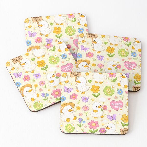 Item preview, Cute Gluten Free Duck Pattern | Kawaii Ducklings, Flowers & Coeliac Friendly Design designed and sold by My Gluten Free Life UK.