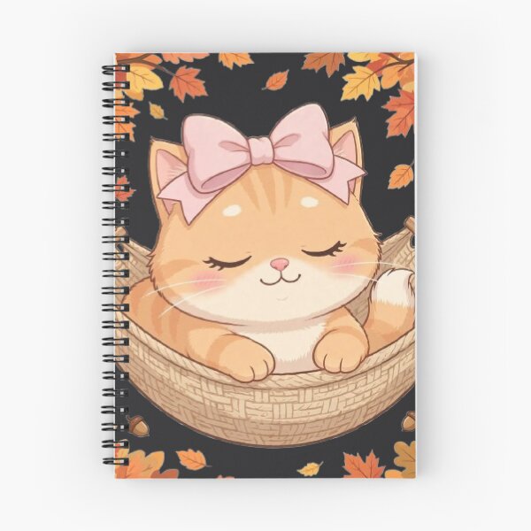 Item preview, Cute Fall Hammock Cat Sleeping Autumn Leaves designed and sold by Moody Vibes Studio.