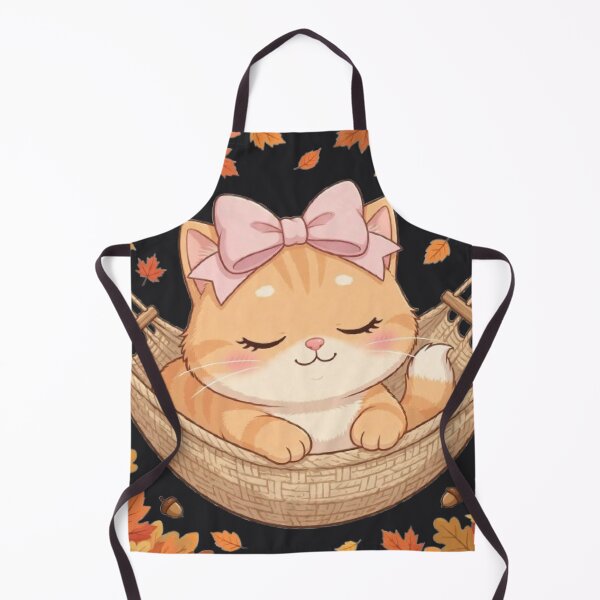 Item preview, Cute Fall Hammock Cat Sleeping Autumn Leaves designed and sold by Moody Vibes Studio.