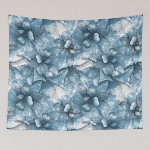 Item preview, ​Abstract Indigo Floral Blossom Print designed and sold by ​Jyoti Digital Artist.