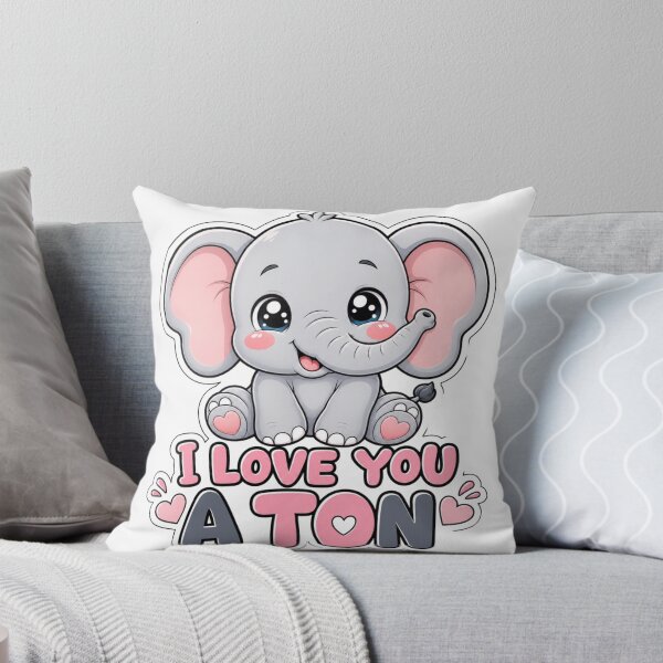 Item preview, I Love You A Ton Cute Kawaii Elephant designed and sold by BoosterShop.