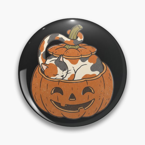 Item preview, Sleeping Calico Cat in Jack O Lantern Pumpkin designed and sold by MewSpooky.