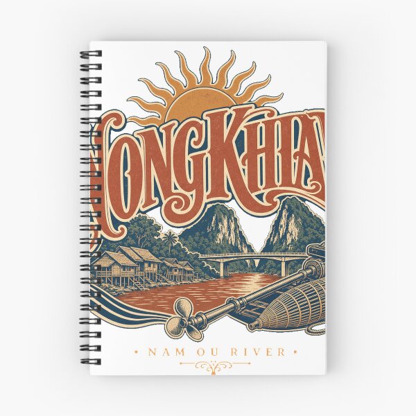 Item preview, Nong Khiaw Laos Classic Hand Drawn Travel Emblem designed and sold by VisualArtsOasis.