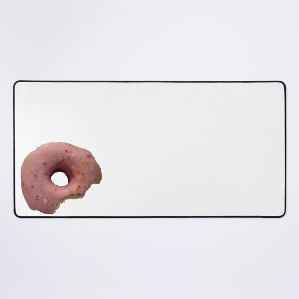 Item preview, Bitten strawberry glazed doughnut with colorful sprinkles on white background, sweet bakery and dessert snack concepts. designed and sold by pipikijung.