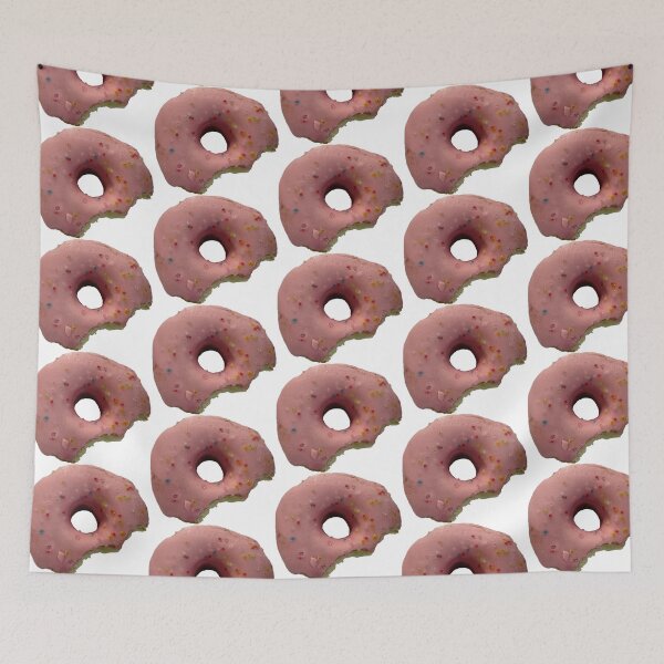 Item preview, Bitten strawberry glazed doughnut with colorful sprinkles on white background, sweet bakery and dessert snack concepts. designed and sold by pipikijung.