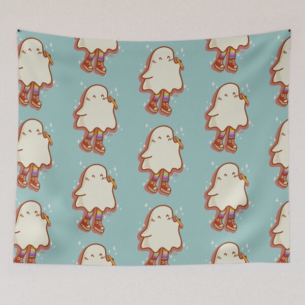 Item preview, Cute ghost with pencil ✨ (blue version) designed and sold by JellyGhost_Art.