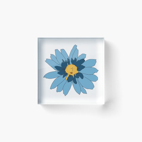 Item preview, Blue Flower Face – Whimsical Blue Daisy Illustration designed and sold by La Galleria della Mente.