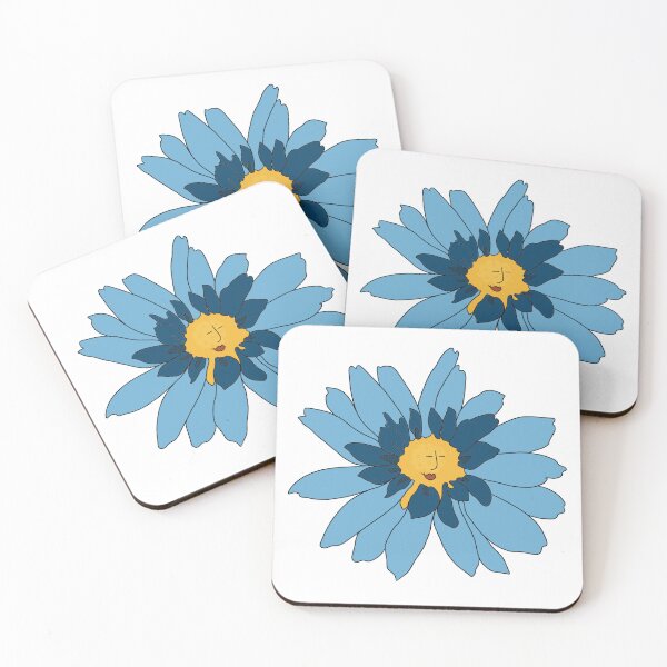 Item preview, Blue Flower Face – Whimsical Blue Daisy Illustration designed and sold by La Galleria della Mente.