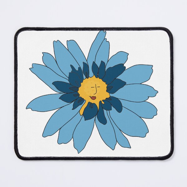 Item preview, Blue Flower Face – Whimsical Blue Daisy Illustration designed and sold by La Galleria della Mente.