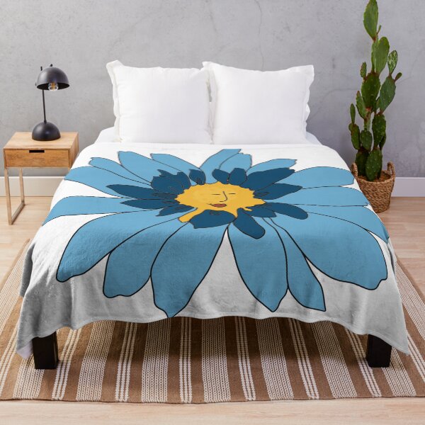 Item preview, Blue Flower Face – Whimsical Blue Daisy Illustration designed and sold by La Galleria della Mente.