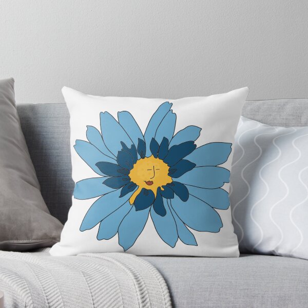 Item preview, Blue Flower Face – Whimsical Blue Daisy Illustration designed and sold by La Galleria della Mente.