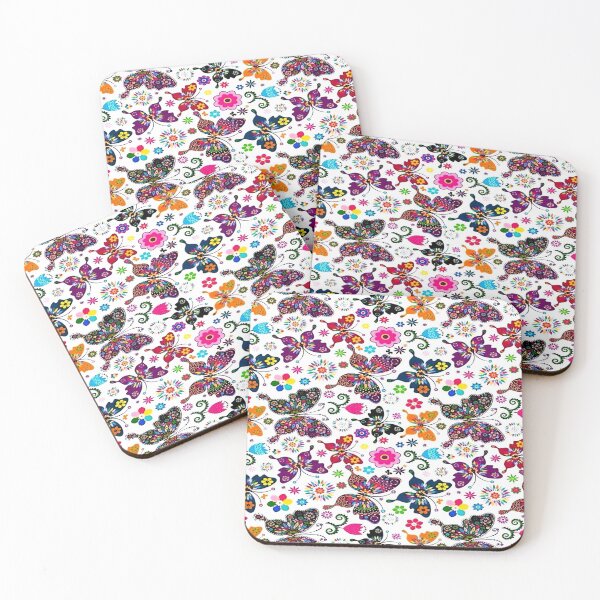 Item preview, Vibrant Floral and Butterfly Pattern Design Featuring a Lush Array of Colorful Elements on a Crisp White Background designed and sold by Matt_Smith.