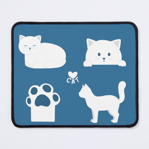 Item preview, Cute white cat and paw | blue minimalist pattern designed and sold by SaoriKitsune.