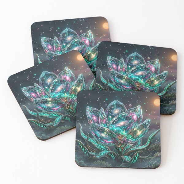 Item preview, Crystal Galaxy Flower — Bioluminescent Alien Blossom with Universe Inside | Fantasy Space Art designed and sold by RoyArt0.