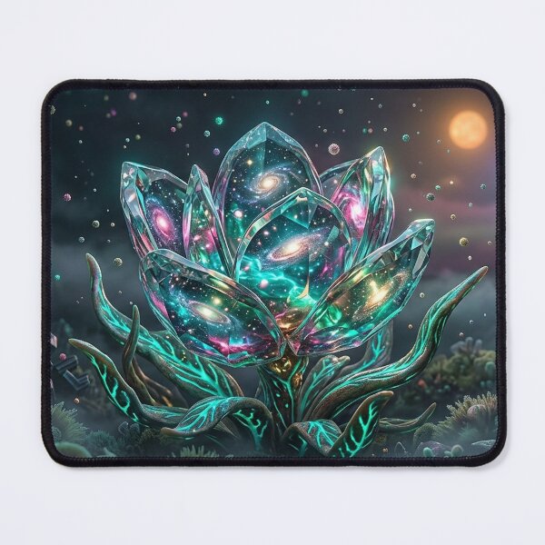 Item preview, Crystal Galaxy Flower — Bioluminescent Alien Blossom with Universe Inside | Fantasy Space Art designed and sold by RoyArt0.