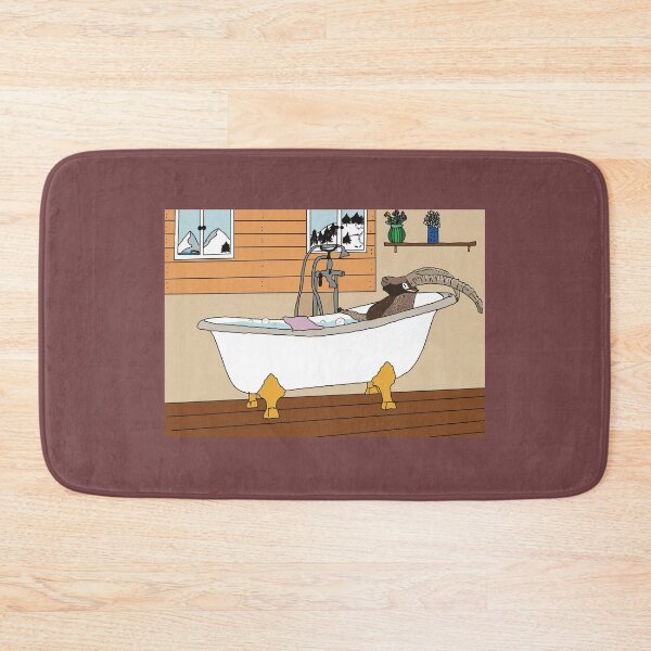Item preview, Ibex in the Bathtub - Funny Mountain Cabin Art designed and sold by La Galleria della Mente.
