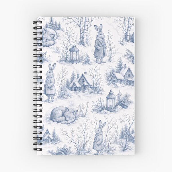 Item preview, Snowy Fox and Pinecone Winter Toile Seamless Pattern | Nordic Slate Blue designed and sold by StickyGuys.