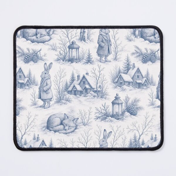 Item preview, Snowy Fox and Pinecone Winter Toile Seamless Pattern | Nordic Slate Blue designed and sold by StickyGuys.