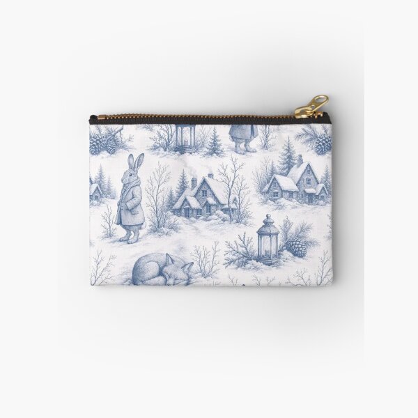 Item preview, Snowy Fox and Pinecone Winter Toile Seamless Pattern | Nordic Slate Blue designed and sold by StickyGuys.