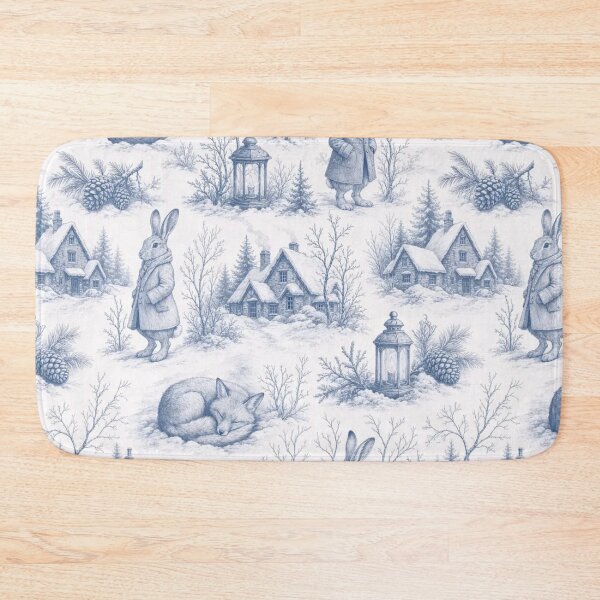 Item preview, Snowy Fox and Pinecone Winter Toile Seamless Pattern | Nordic Slate Blue designed and sold by StickyGuys.