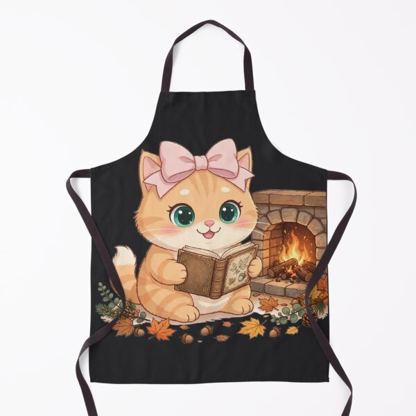 Item preview, Cute Fall Reading Cat Book Fireplace Cozy Autumn designed and sold by Moody Vibes Studio.