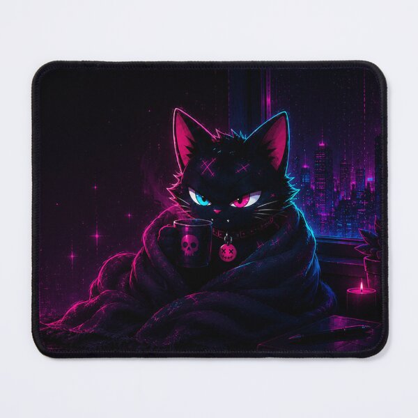 Item preview, Pet Chaos: Neon Cat IV – Cyberpunk Cat Design | Moody Glitch Aesthetic designed and sold by Naikollection.