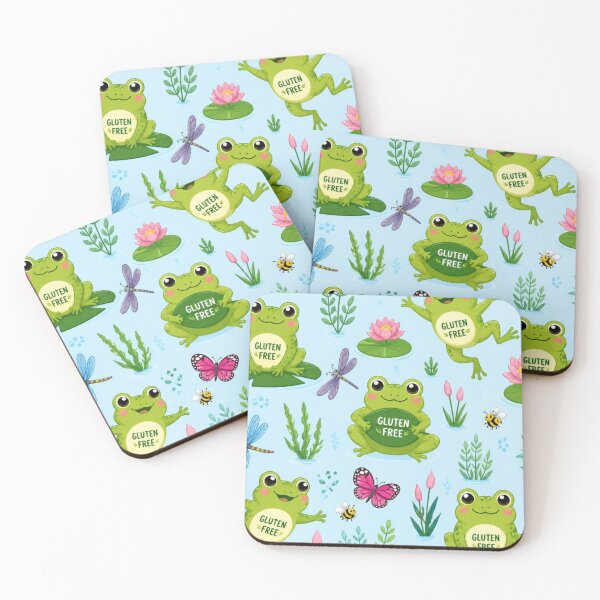 Item preview, Cute Gluten Free Frog Pattern | Kawaii Frog Pond, Water Lilies & Coeliac Gift designed and sold by My Gluten Free Life UK.