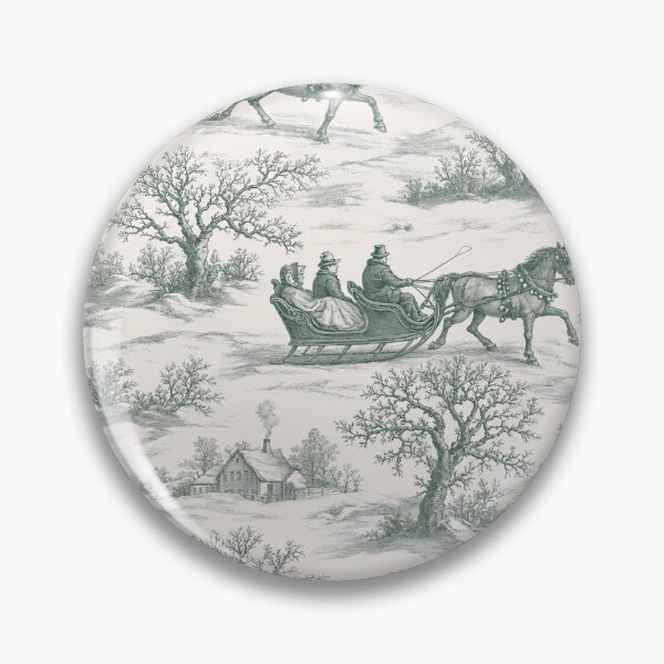 Item preview, Sleigh Ride Toile Seamless Pattern | Vintage Christmas Winter Toile Deep Green designed and sold by StickyGuys.
