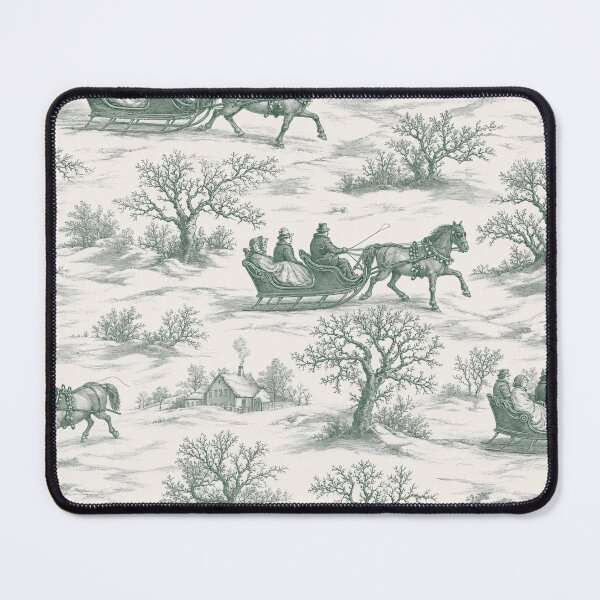 Item preview, Sleigh Ride Toile Seamless Pattern | Vintage Christmas Winter Toile Deep Green designed and sold by StickyGuys.