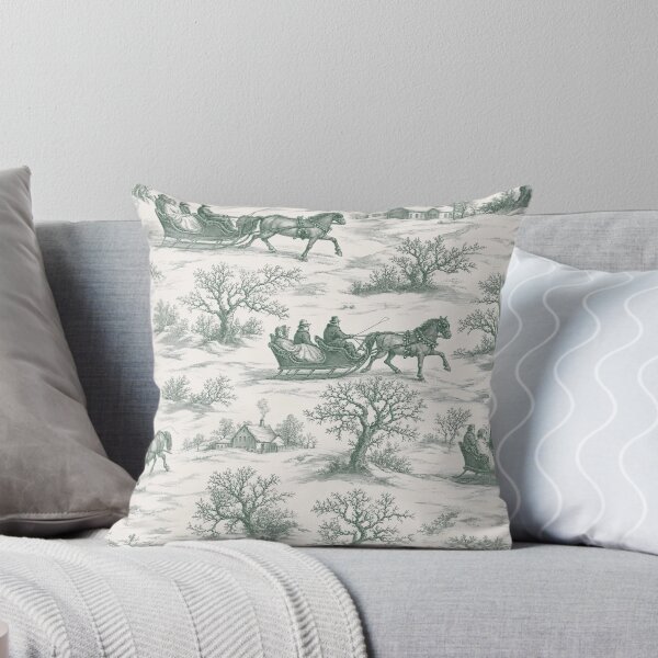 Item preview, Sleigh Ride Toile Seamless Pattern | Vintage Christmas Winter Toile Deep Green designed and sold by StickyGuys.