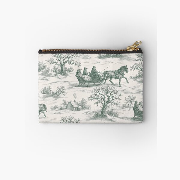 Item preview, Sleigh Ride Toile Seamless Pattern | Vintage Christmas Winter Toile Deep Green designed and sold by StickyGuys.